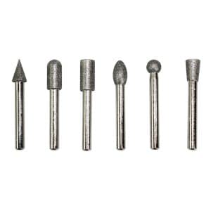 6 PC Diamond Burr Set - 1/4 Inch Shank, 80 Grit - Medium