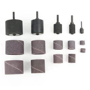 15 Piece 1/2, 3/4, 1, 1-1/2, 2 Inch Drums Sanding Kit