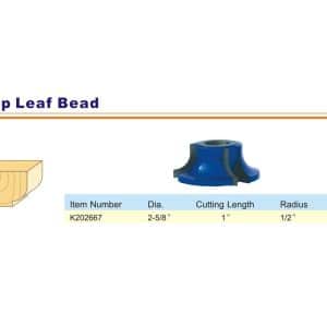 Drop Leaf Bead Shaper Cutter - woodshopbits.com Blue Tornado B 3/4 | D 2-5/8 | CL 1 | R 1/2